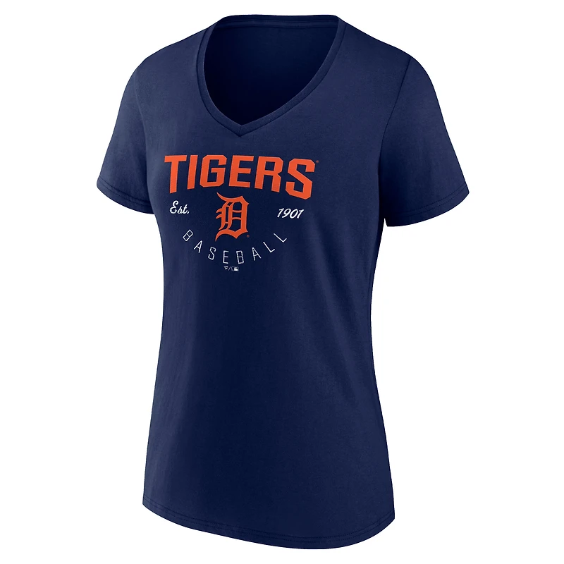 Women's Navy Detroit Tigers Live For It V-Neck T-Shirt