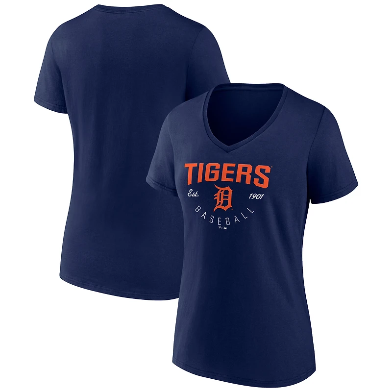 Women's Navy Detroit Tigers Live For It V-Neck T-Shirt