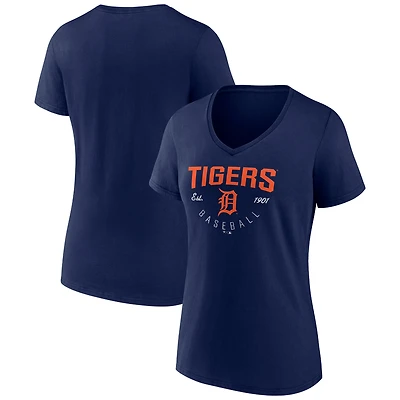 Women's Navy Detroit Tigers Live For It V-Neck T-Shirt