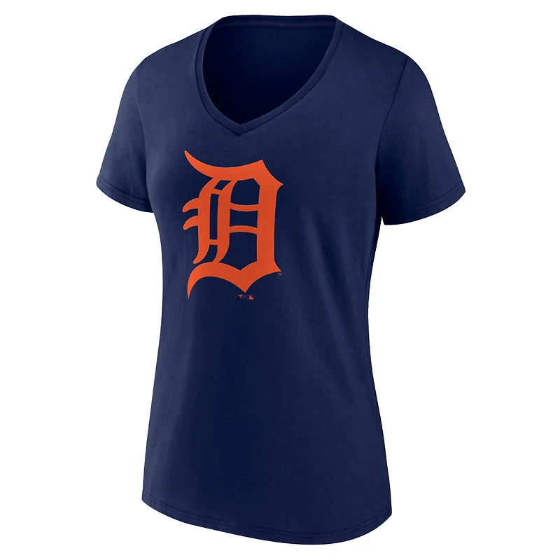 Women's Navy Detroit Tigers Official Logo V-Neck T-Shirt