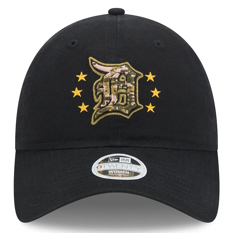 Casquette ajustable 9TWENTY pour la Journée des Forces armées 2024 des Detroit Tigers New Era noire pour femme