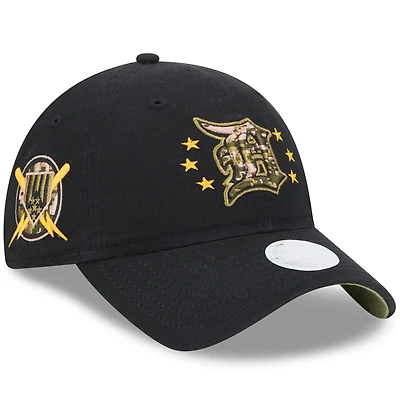 Casquette ajustable 9TWENTY pour la Journée des Forces armées 2024 des Detroit Tigers New Era noire pour femme