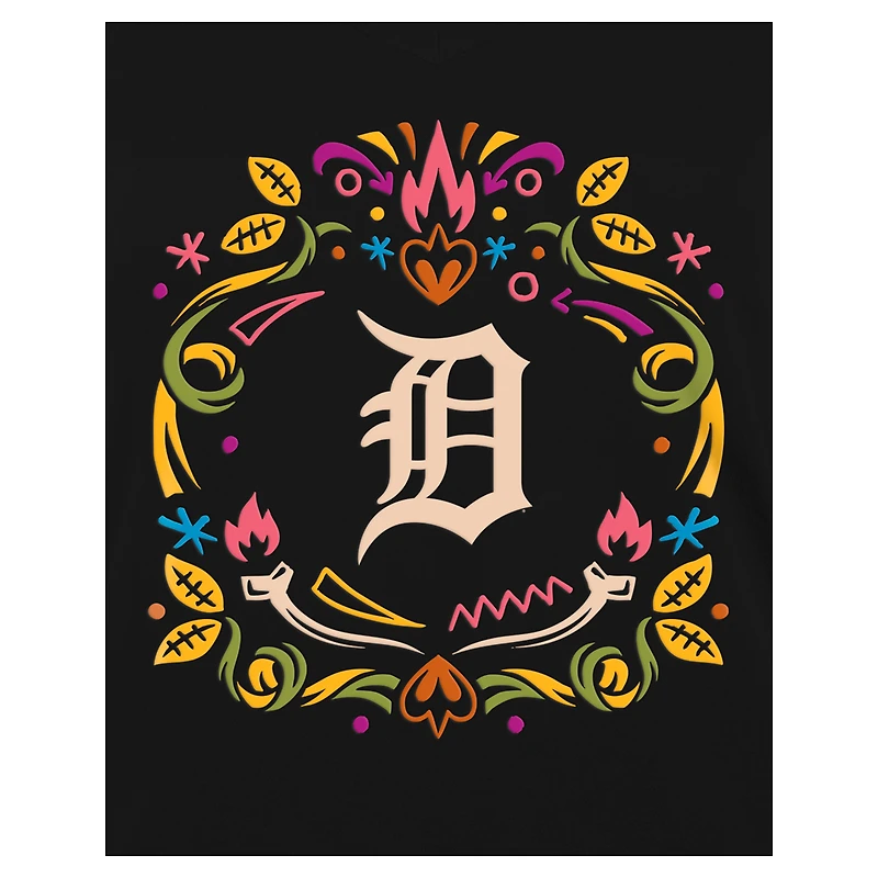 Women's New Era Black Detroit Tigers Día de los Muertos V-Neck T-Shirt