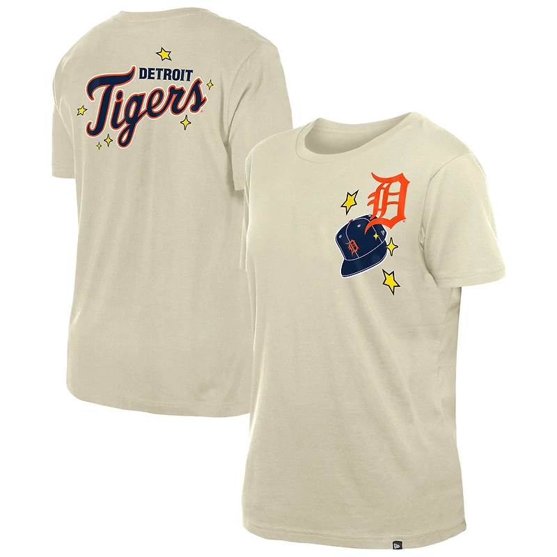 Women's New Era  Cream Detroit Tigers Stars & Cap T-Shirt