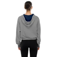 Women's New Era  Heather Gray Detroit Tigers Reversed Out French Terry Quarter-Zip Banded Crop Hoodie