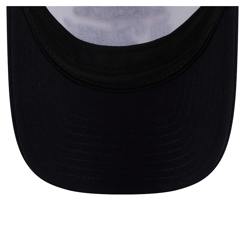 Casquette trucker New Era pour femme, beige clair/marine, Detroit Tigers Retro 9FORTY M-Crown, modèle A-Frame, ajustable.
