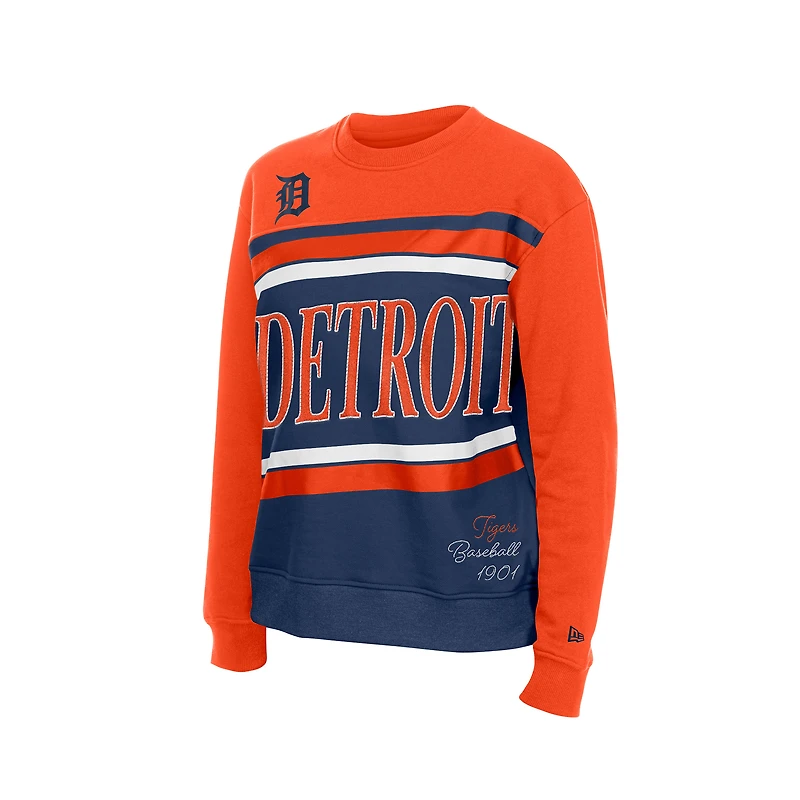 Sweat-shirt polaire New Era bleu marine et orange pour femme, édition spéciale jours de match des Tigers Detroit