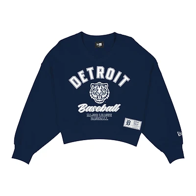 Women's New Era Navy Detroit Tigers City Connect V-Neck Sweatshirt