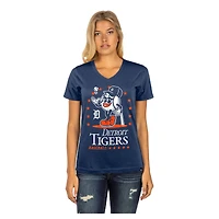 T-shirt col V Little Miss 2 bleu marine New Era pour femme, motif Detroit Tigers