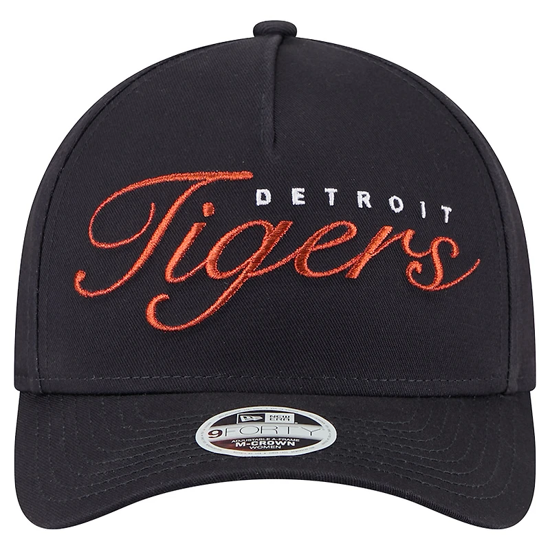 Casquette ajustable 9FORTY métallisée bleu marine Detroit Tigers de New Era pour femme