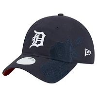 Casquette ajustable New Era 9TWENTY bleu marine Detroit Tigers Roses pour femme