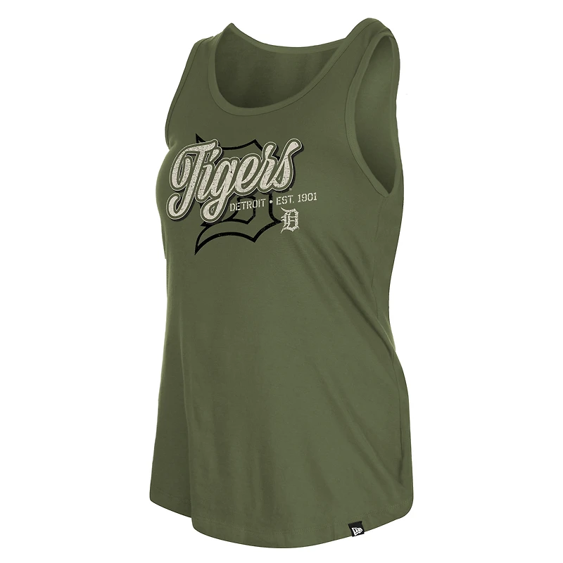 Women's New Era Olive Detroit Tigers 2026 Armed Forces Day Tank Top