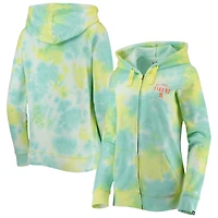 Women's New Era White Detroit Tigers Tie-Dye Full-Zip Hoodie