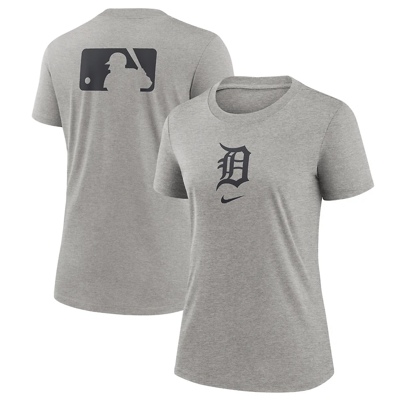 Women's Nike Heather Charcoal Detroit Tigers Authentic Collection Early Work Tri-Blend T-Shirt