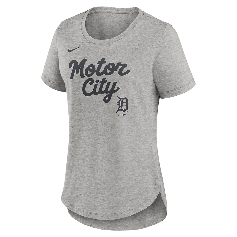 Women's Nike Heather Gray Detroit Tigers Script Tri-Blend T-Shirt
