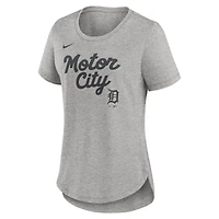 Women's Nike Heather Gray Detroit Tigers Script Tri-Blend T-Shirt