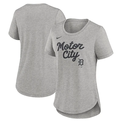 Women's Nike Heather Gray Detroit Tigers Script Tri-Blend T-Shirt
