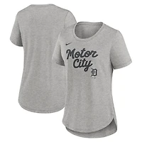 Women's Nike Heather Gray Detroit Tigers Script Tri-Blend T-Shirt