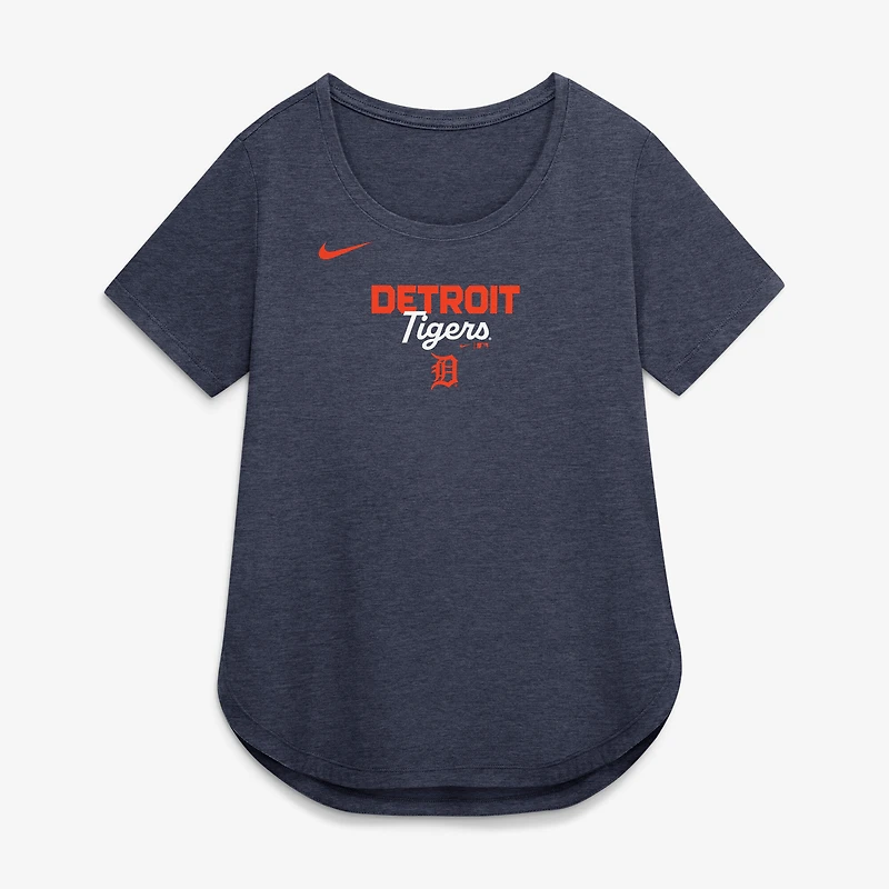 Women's Nike Heather Navy Detroit Tigers Arched Tri-Blend T-Shirt