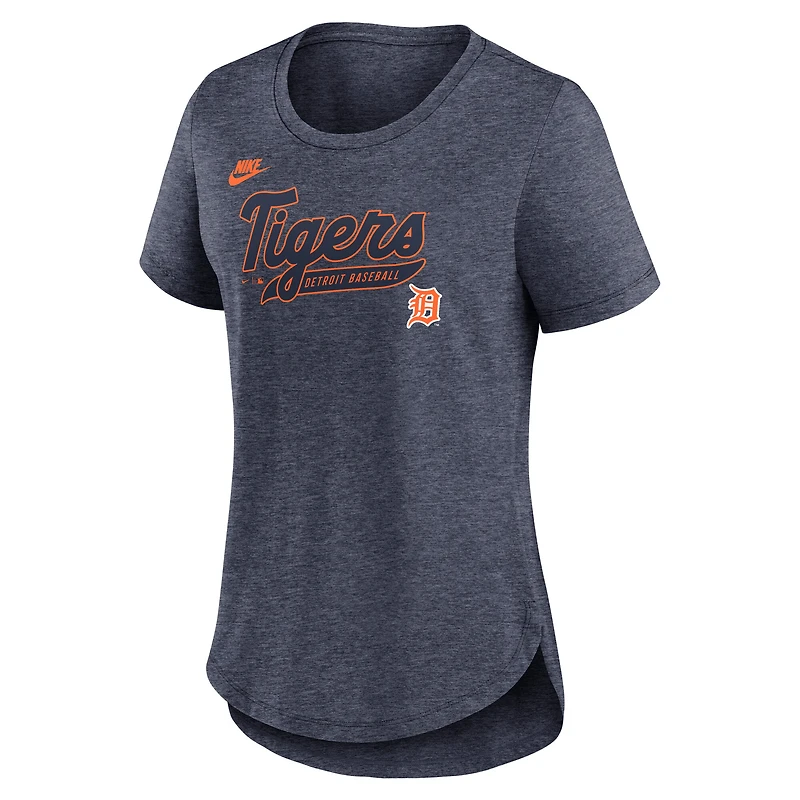 Women's Nike Heather Navy Detroit Tigers Cooperstown Collection Tri-Blend T-Shirt