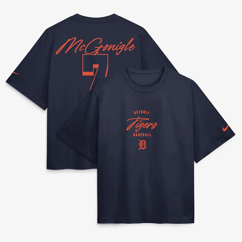 Women's Nike Kevin McGonigle Navy Detroit Tigers Premium Essentials Boxy Name & Number T-Shirt