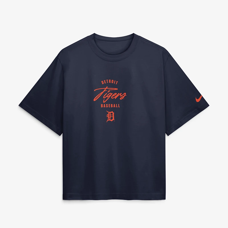 T-shirt Nike Kevin McGonigle bleu marine Detroit Tigers Premium Essentials Boxy avec nom et numéro pour femme