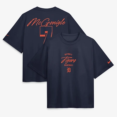 Women's Nike Kevin McGonigle Navy Detroit Tigers Premium Essentials Boxy Name & Number T-Shirt