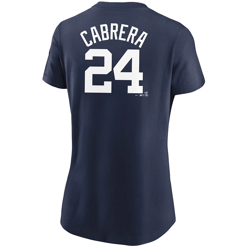 T-shirt Nike Miguel Cabrera bleu marine Detroit Tigers pour femme, avec nom et numéro