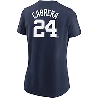 T-shirt Nike Miguel Cabrera bleu marine Detroit Tigers pour femme, avec nom et numéro