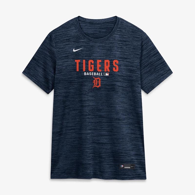 T-shirt Nike Velocity Dri-FIT pour femme, collection authentique Detroit Tigers, bleu marine