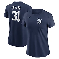 T-shirt Nike Riley Greene bleu marine Detroit Tigers Cooperstown Collection Fuse avec nom et numéro pour femme