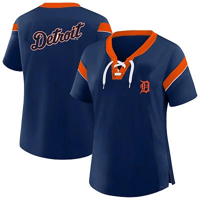 Profil femme - T-shirt à lacets bleu marine Detroit Tigers grande taille
