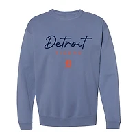 Women's Soft as a Grape  Blue Detroit Tigers Pigment Dye Crewneck Sweatshirt