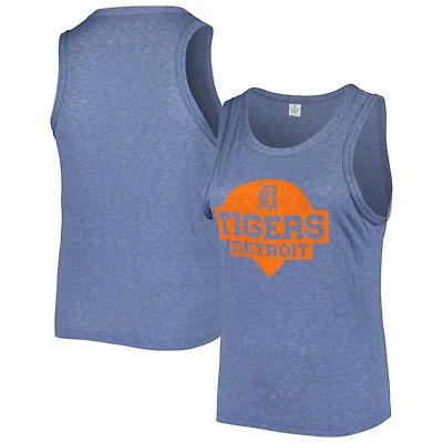 Women's Soft as a Grape Navy Detroit Tigers Plus High Neck Tri-Blend Tank Top