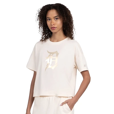 Women's Starter Cream Detroit Tigers Pastels Boxy Cropped T-Shirt