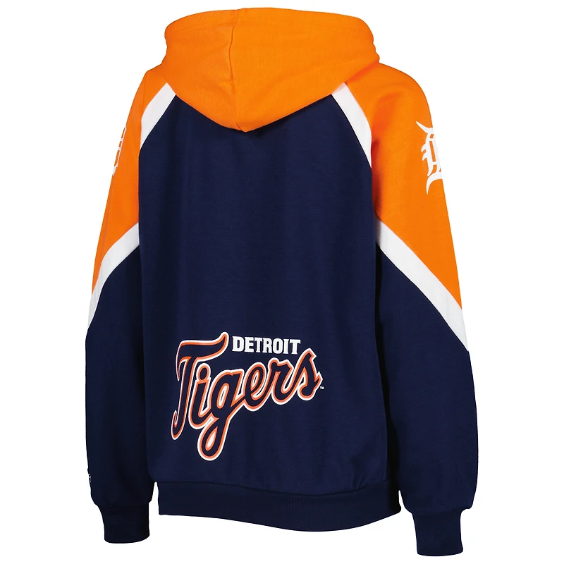 Sweat à capuche entièrement zippé pour femme Starter Navy/Orange Detroit Tigers Hail Mary