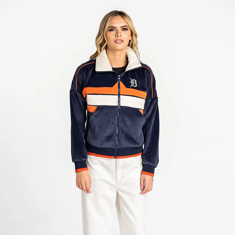 Veste zippée en velours côtelé bleu marine Detroit Tigers pour femme de The Wild Collective