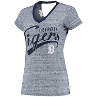 Women's Touch Navy Detroit Tigers Hail Mary V-Neck Back Wrap T-Shirt
