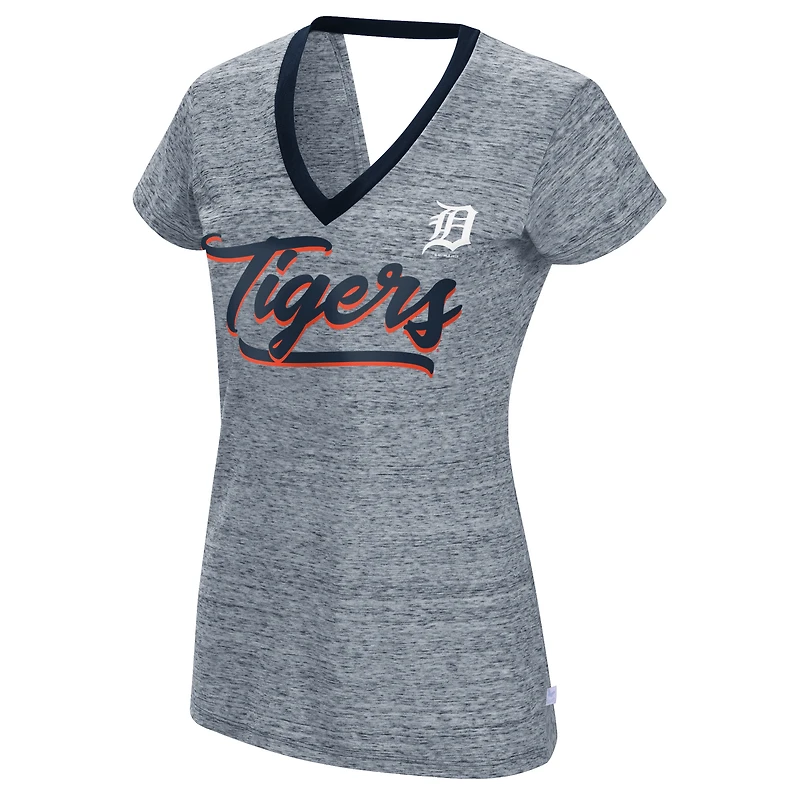 Women's Touch Navy Detroit Tigers Halftime Back Wrap Top V-Neck T-Shirt