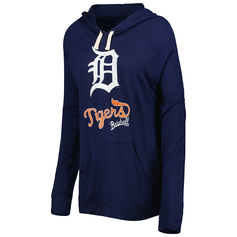 Women's Touch Navy Detroit Tigers Pre-Game Raglan Pullover Hoodie