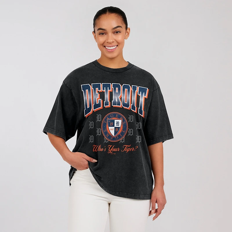 Women's WEAR by Erin Andrews Black Detroit Tigers Oversized Boyfriend T-Shirt