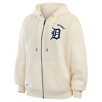 Women's WEAR by Erin Andrews Cream Detroit Tigers Full-Zip Hoodie
