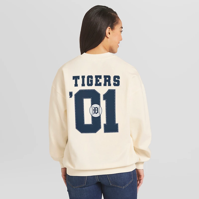 Sweat-shirt à col rond épais crème Detroit Tigers de la marque WEAR by Erin Andrews pour femmes