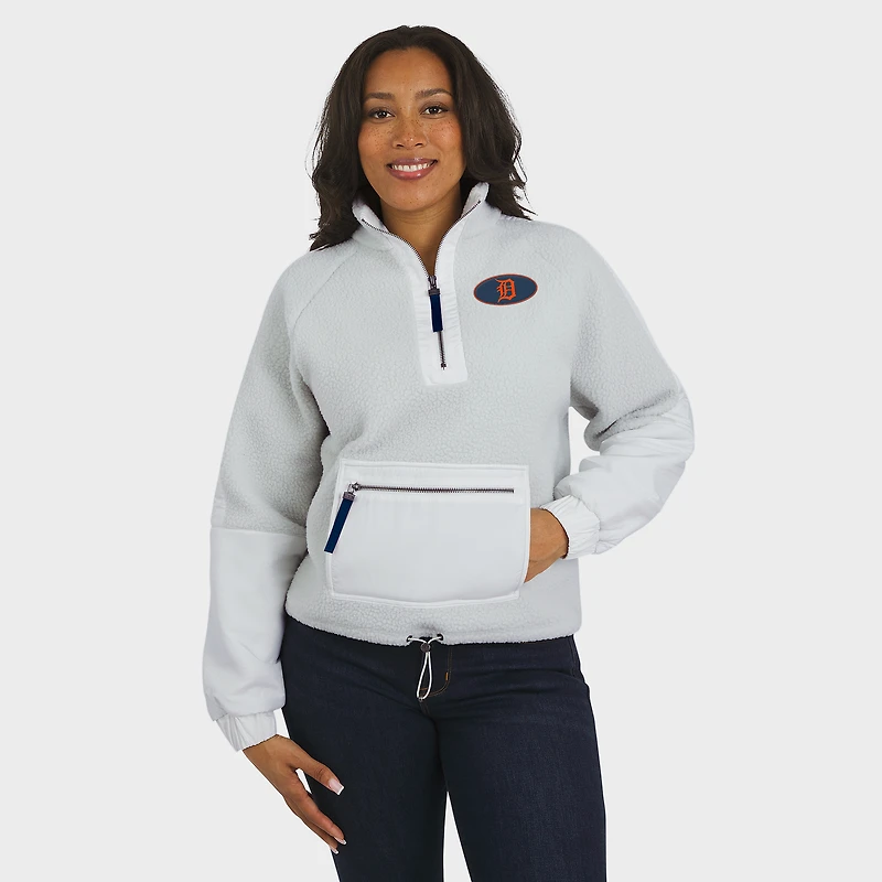 Women's WEAR by Erin Andrews Gray Detroit Tigers Polar Fleece Quarter-Zip Jacket