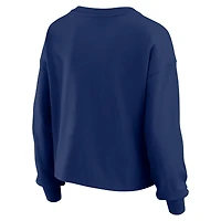 Women's WEAR by Erin Andrews Navy Detroit Tigers Heavy Rugby Jersey Cropped Long Sleeve T-Shirt & Shorts Lounge Set