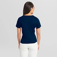 T-shirt court à col cranté bleu marine Detroit Tigers de la marque WEAR by Erin Andrews pour femmes