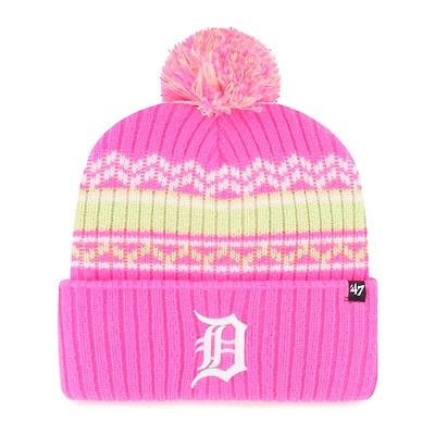 Bonnet en tricot à revers Polar Vortex rose '47 pour jeunes des Detroit Tigers avec pompon