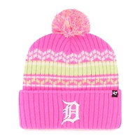 Bonnet en tricot à revers Polar Vortex rose '47 pour jeunes des Detroit Tigers avec pompon