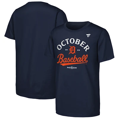 Youth Fanatics Navy Detroit Tigers 2025 MLB Postseason Locker Room T-Shirt