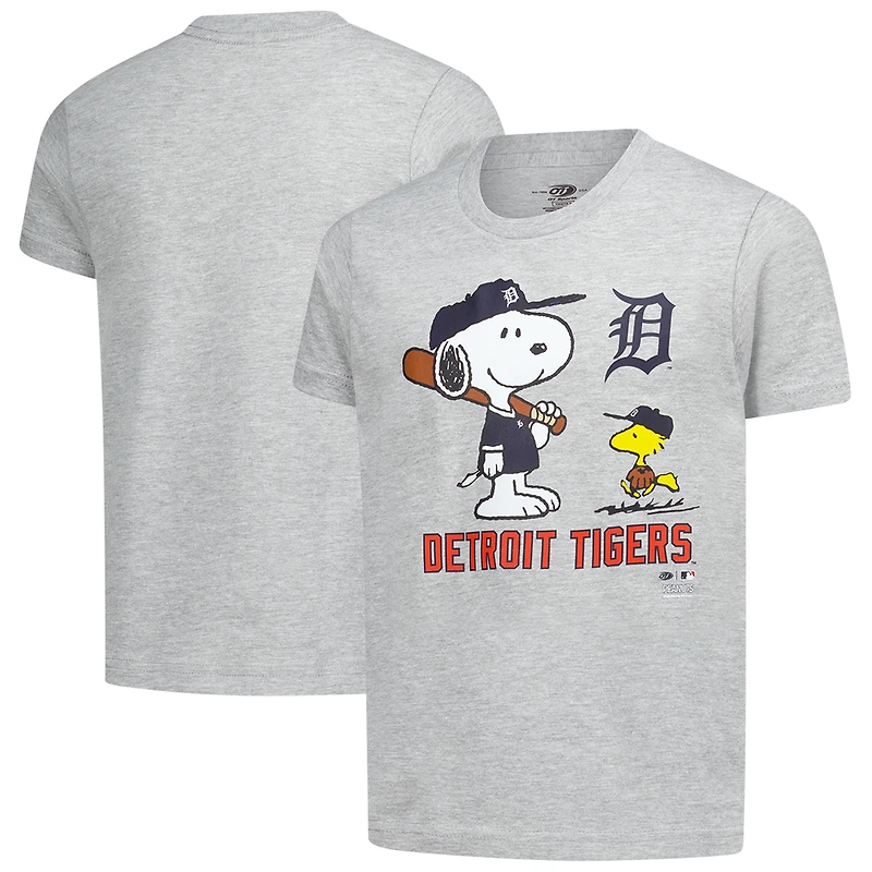 Youth  Heather Gray Detroit Tigers Peanuts Snoopy T-Shirt